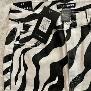 Zebra print skinny high waisted jeans